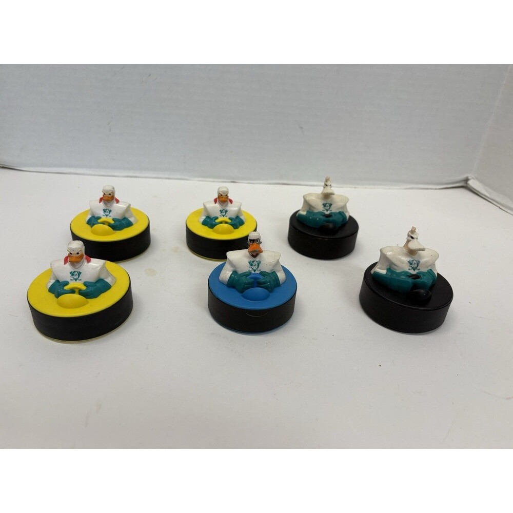 Disney Mighty Ducks Hockey Pucks (6) Vintage McDonalds Happy Meal Toys 90s Lot
